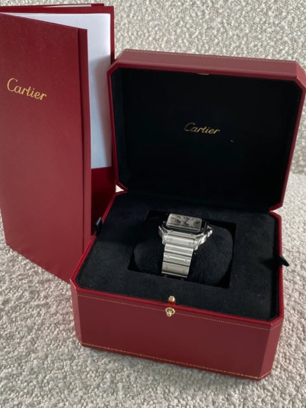 Authentic Pre-Owned Cartier Santos Large Model Watch with extra straps